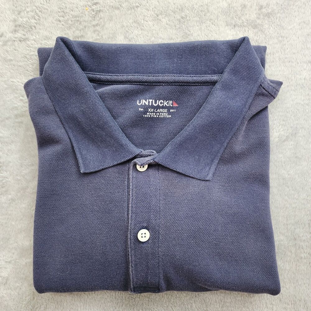 Untuckit Polo Shirt Men's XXL Dark Blue Short Sleeve Casual Cotton